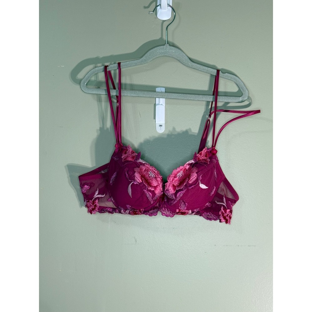 Lise Charmel Magenta Pink Floral Embroidered Underwire Bra 34C 03674